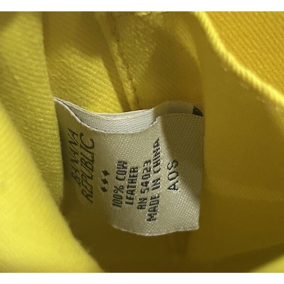 Banana Republic Purse 100% Cow Leather Yellow Satchel Handbag Vintage - Picture 5 of 8